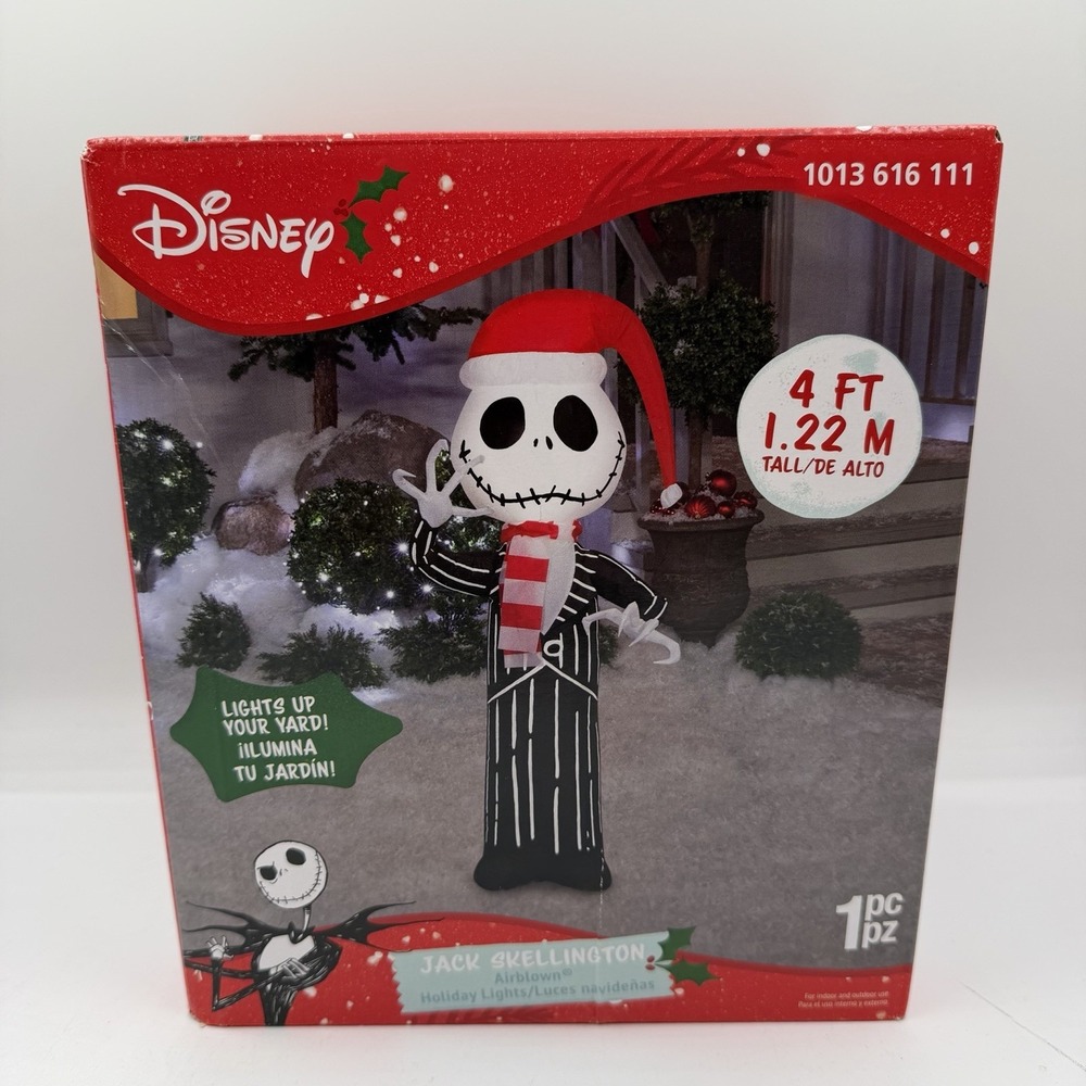 Disney Gemmy 4ft LED Disney Jack Skellington Santa‎ Christmas Lighted Inflatable